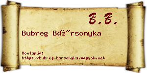 Bubreg Bársonyka névjegykártya